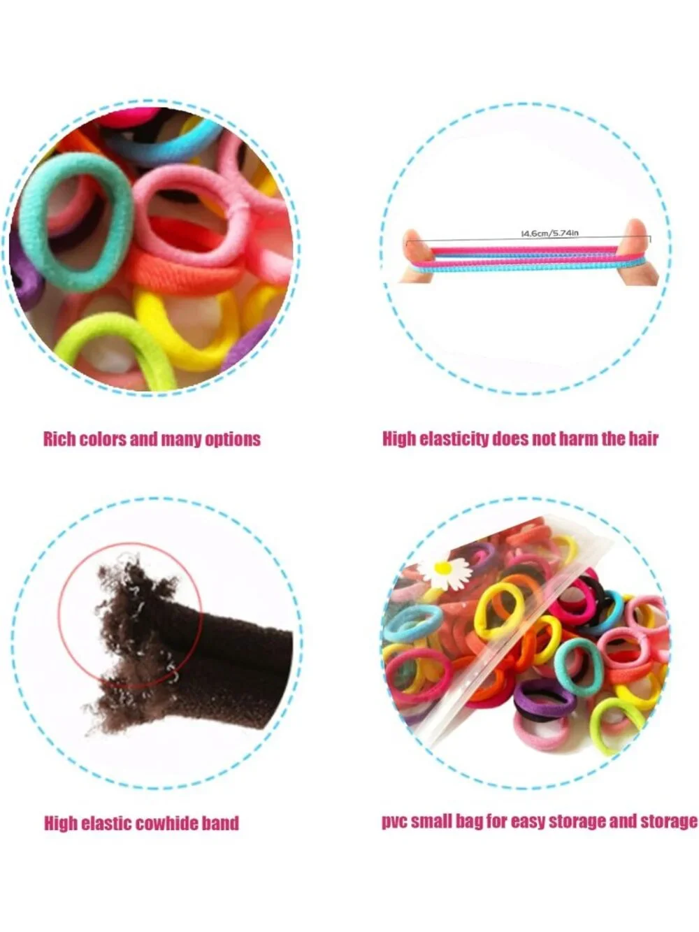 100 Pcs Baby Hair Ties - Soft Cotton Ponytail Holders, No Damage Elastic Bands